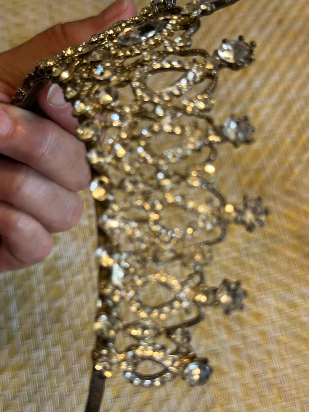 Silver Rhinestone Tiara Crown with Clear Gems